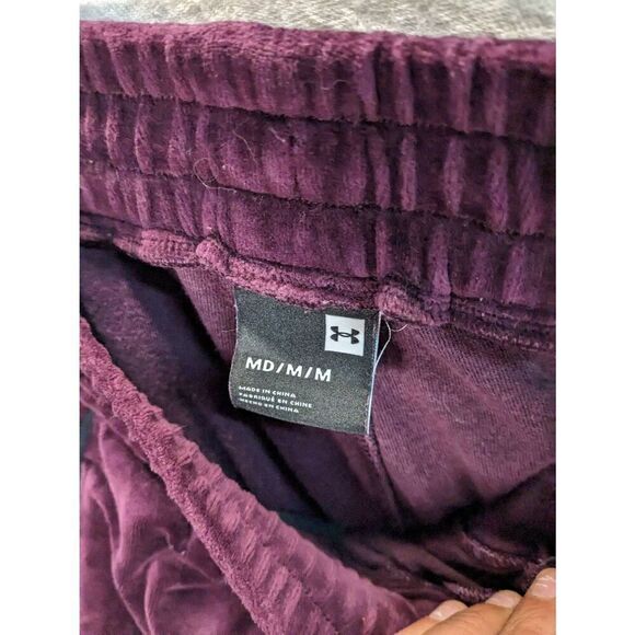 Unisex Under Armour Maroon Red Velour Track Lounge Pants Medium M - Picture 4 of 6